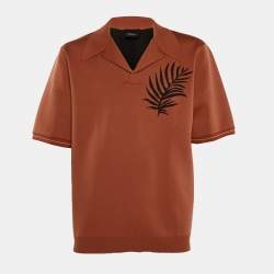 Pre Owned 3.1 Phillip Lim Burt Orange Patterned Stretch Knit Shirt L  