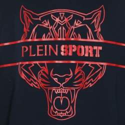 Pre Owned هودي بلين سبورت بنقشة نمر جيرسي أزرق داكن مقاس كبير جداً