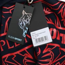 Pre Owned هودي بلين سبورت بنقشة نمر جيرسي أزرق داكن مقاس كبير جداً