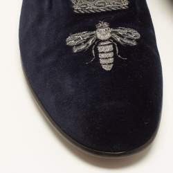 مملوكة مسبقًا 424 Milano Size 44 Navy Blue Velvet Smoking Slippers