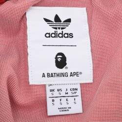 A Bathing Ape X Adidas Red Camouflage Print Polyester Drawstring Joggers S