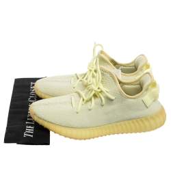 Pre Owned Yeezy x Adidas Pastel Green Knit Fabric Boost 350 V2 Sneakers Size 44