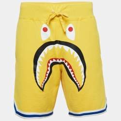 A Bathing Ape Yellow Printed Cotton BAPE Shorts L