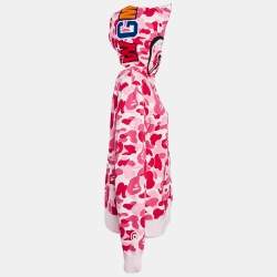 A Bathing Ape Pink/Red Camo Print Shark Applique Hoodie L