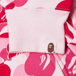 A Bathing Ape Pink/Red Camo Print Shark Applique Hoodie L