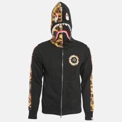 A Bathing Ape Black Bape Shark Applique Zip-Up Hoodie M