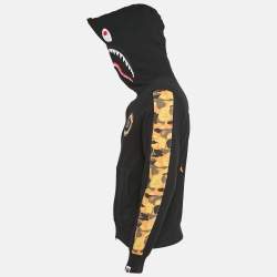 A Bathing Ape Black Bape Shark Applique Zip-Up Hoodie M