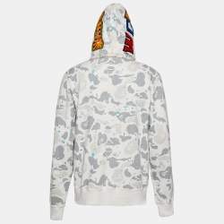 A Bathing Ape White Camo Print Cotton Zip-Up Hoodie L