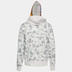 A Bathing Ape White Camo Print Cotton Zip-Up Hoodie L
