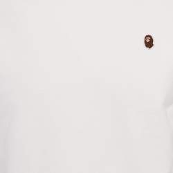 Pre Owned A Bathing Ape White Ape Head Applique Cotton Jersey T-Shirt M