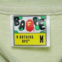 Pre Owned A Bathing Ape Green Cotton Crew Neck T-Shirt M