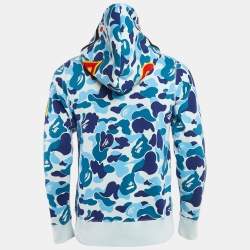 A Bathing Ape Blue Abc Camo Shark Print Full Zip Hoodie S