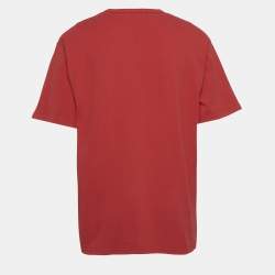 A Bathing Ape Red Logo Print Jersey Crewneck T-Shirt XXL