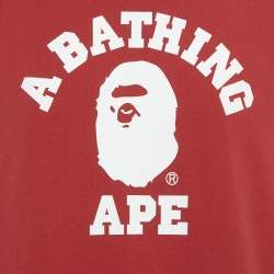 A Bathing Ape Red Logo Print Jersey Crewneck T-Shirt XXL