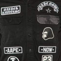 A Bathing Ape Black Cotton Applique Detail Shirt S