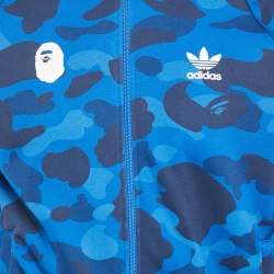 Pre Owned A Bathing Ape X Adidas Blue Printed Jersey Track Suit S