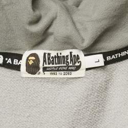 Pre Owned A Bathing Ape Grey Cotton Camo Shark Full Zip Hoodie L
