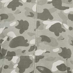 Pre Owned A Bathing Ape Grey Cotton Camo Shark Full Zip Hoodie L
