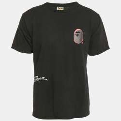 Pre Owned A Bathing Ape Black Back Street Print Cotton T-Shirt L
