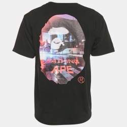 Pre Owned A Bathing Ape Black Back Street Print Cotton T-Shirt L