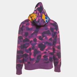 مملوكة مسبقًا A Bathing Ape Purple Jersey Zip Up Camo Shark Hoodie M 