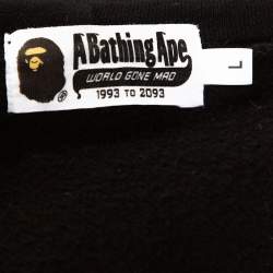 Pre Owned A Bathing Ape Black Knit Camo Panda Print Shark Detail Hoodie L