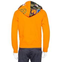 A Bathing Ape Orange Knit Camouflage Shark Zipper Front Hoodie M