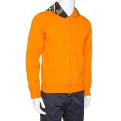 A Bathing Ape Orange Knit Camouflage Shark Zipper Front Hoodie M