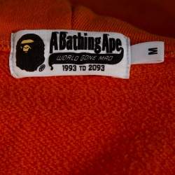 A Bathing Ape Orange Knit Camouflage Shark Zipper Front Hoodie M