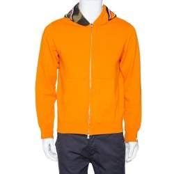 A Bathing Ape Orange Knit Camouflage Shark Zipper Front Hoodie M