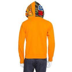 A Bathing Ape Orange Knit Camouflage Shark Zipper Front Hoodie M