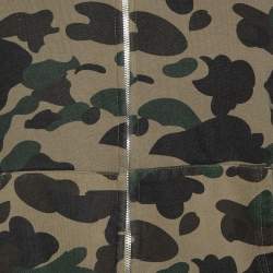 A Bathing Ape Green Camo Print Cotton Shark Full Zip Hoodie M