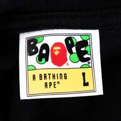 Pre Owned A Bathing Ape Black Graphic Print Crew Neck T Shirt L 