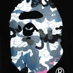 Pre Owned A Bathing Ape Black Graphic Print Crew Neck T Shirt L 