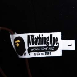A Bathing Ape Black Cotton Knit Zip Front Shark Hoodie L 