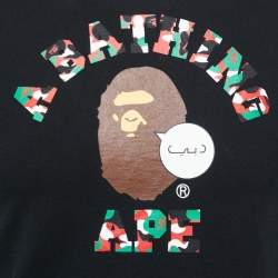 Pre Owned A Bathing Ape Black Cotton Camo Ape Print T Shirt S