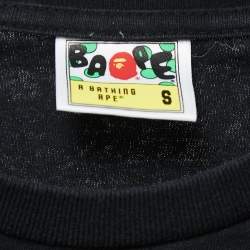 Pre Owned A Bathing Ape Black Cotton Camo Ape Print T Shirt S