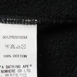 A Bathing Ape Black Cotton Knit Zip Front Shark Hoodie L 