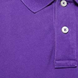 مملوكة مسبقًا A Bathing Ape Purple Logo Embroidered Cotton Pique Polo T-shirt XL