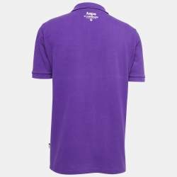 مملوكة مسبقًا A Bathing Ape Purple Logo Embroidered Cotton Pique Polo T-shirt XL