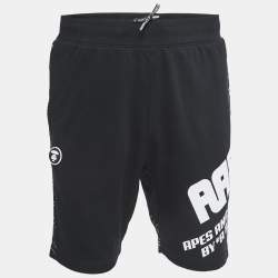 A Bathing Ape Black Printed Cotton Blend Knit Shorts S