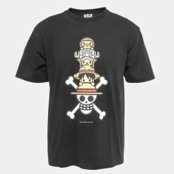 A Bathing Ape Black Print Cotton Crew Neck Half Sleeve T-Shirt XL