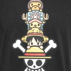 A Bathing Ape Black Print Cotton Crew Neck Half Sleeve T-Shirt XL
