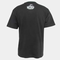 A Bathing Ape Black Print Cotton Crew Neck Half Sleeve T-Shirt XL