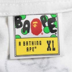 A Bathing Ape White Logo Print Cotton Crew Neck T-Shirt XL