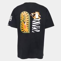 A Bathing Ape Black Print Cotton Crew Neck Half Sleeve T-Shirt XL