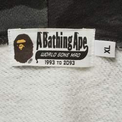Pre Owned A Bathing Ape Black Camo Print Cotton Shark Head Detail Hooded Jacket XL