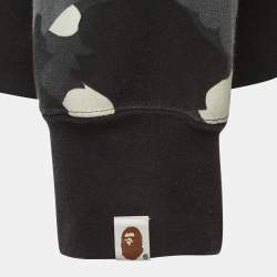 Pre Owned A Bathing Ape Black Camo Print Cotton Shark Head Detail Hooded Jacket XL