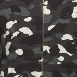 Pre Owned A Bathing Ape Black Camo Print Cotton Shark Head Detail Hooded Jacket XL