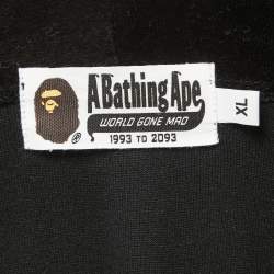 A Bathing Ape Black Velvet Shark Head Hood Zip Front Jacket XL